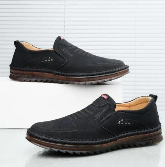 Men Leather Soft Casual Shoes (Black)