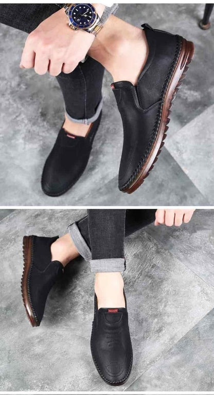 Men Leather Soft Casual Shoes (Black)